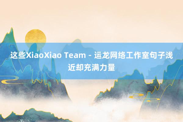 这些XiaoXiao Team - 运龙网络工作室句子浅近却充满力量